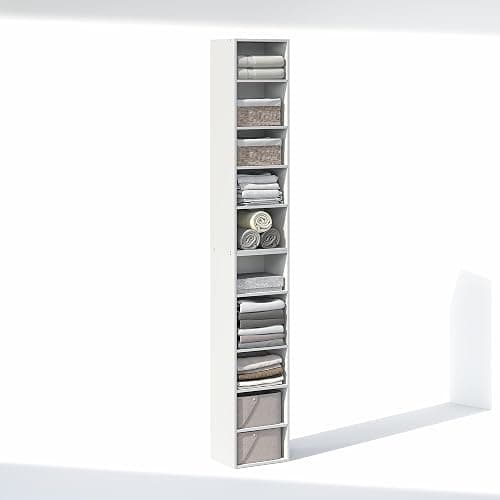 Furinno PASIR 10-Tier Closet Organizers and Storage, Open Shelf, Storage Organizer, 12-Inch Width, for Closet, Bedroom, White thumbnail 4