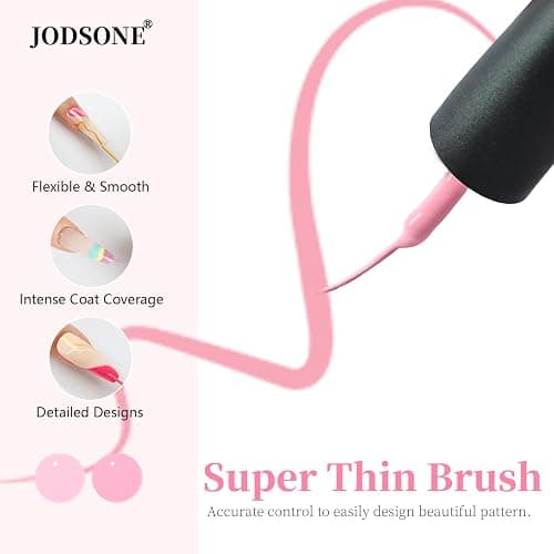 JODSONE Gel Polish Nail Art Gel Liner Set 32 Colors Orange Grey Pink Green Blue White Black Need U V Lamp Cured with Thin Brush Gift for Girls thumbnail 6