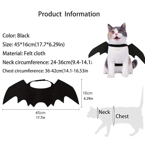 Pet Cat Bat Wings for Halloween Party Decoration, Puppy Collar Leads Cosplay Bat Costume,Cute Puppy Cat Dress Up Accessories thumbnail 3