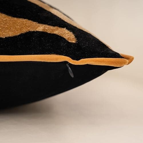 Yangest Black and Gold Rectangle Pillow Cover Cut Velvet Zebra Print Cushion Cover Luxury Modern Pillowcover for Couch Living Room Bedroom,12x20 Inch thumbnail 4