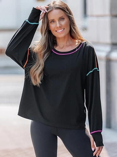 popvil Open Back Workout Tops for Women Long Sleeve Lightweight Athletic Shirt for Gym Yoga Hiking Running Clothing thumbnail 2