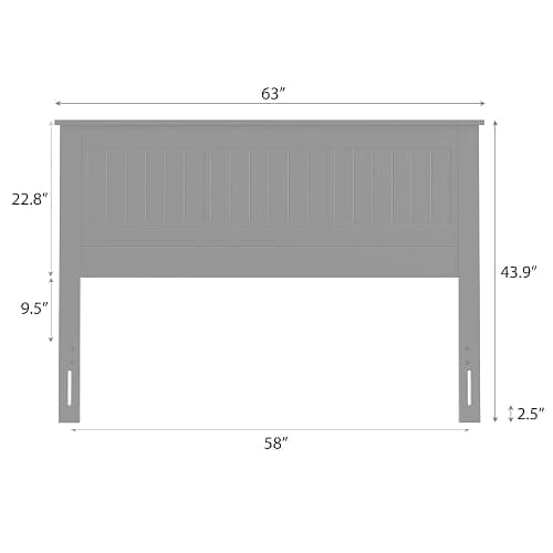 ComfIQ Serene Solid Wood Window-Pane Panel Headboard – Easy Assembly, Casual Coastal Style – Queen Size in White thumbnail 2