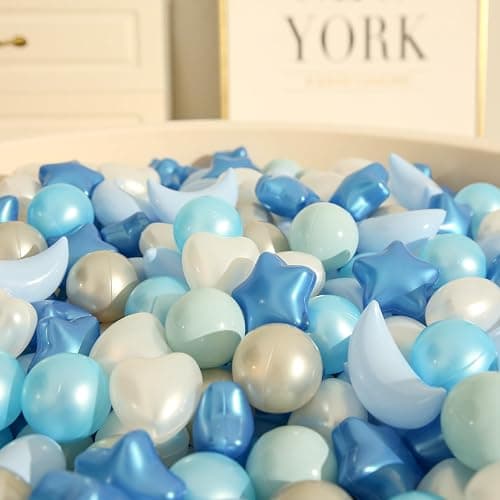 TRENDPLAY Star Ball Pit Balls Set: Vibrant Mix of Shapes - 50 100 200 500 Mix Stars Moon Shapes for Kids, Perfect for Parties, Playtime thumbnail 3