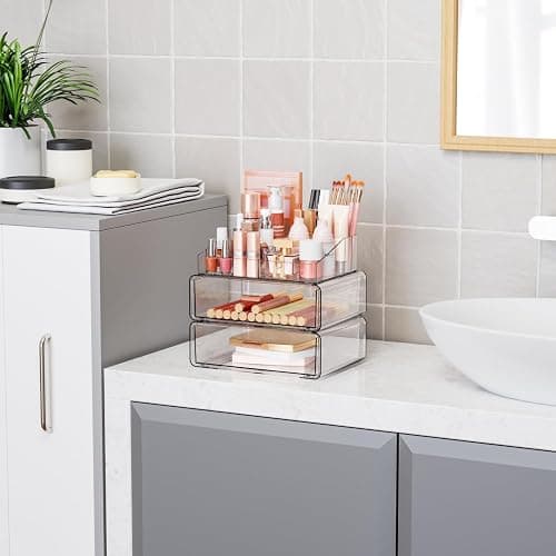 Yieach Clear Acrylic Makeup Organizers Countertop for Dresser,Desk,Bathroom Vanity,3 Tier Stackable Make up Holders and Makeup Cabinet,Tiered Cosmetic Storage and Make up Containers for Palette,Brush thumbnail 6