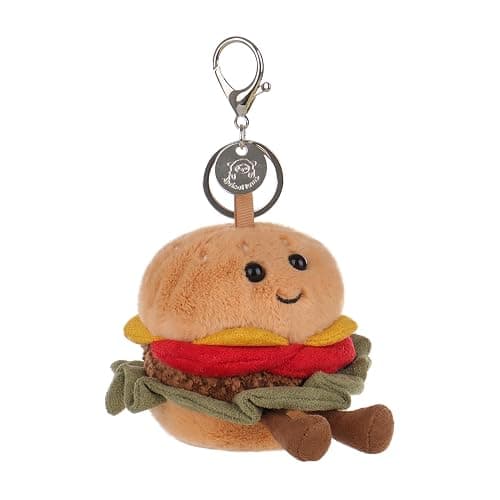 Apricot Lamb Hamburger Burger Essen Netter Schlüsselanhänger, weich gefüllte Plüsch Schlüsselanhänger Spielzeug für Kinderrucksack, Geldbörse, 8 cm thumbnail 4
