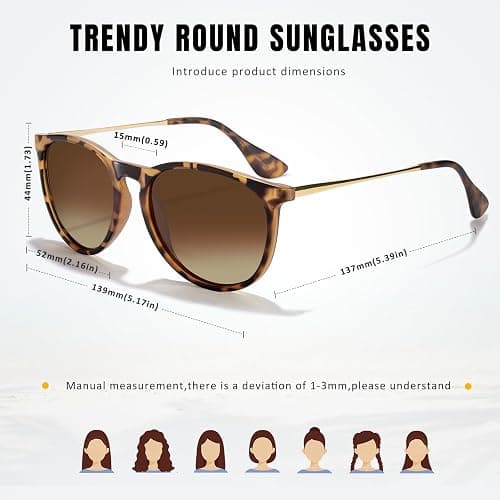 CHBP Polarized Sunglasses for Women Men - Trendy 2025 Vintage Classic Retro Round Mirrored Lens Designer Style thumbnail 2
