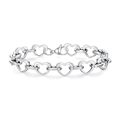 mnmoom Heart Bracelet for Women Stainless Steel with Rose gold, gold plating Heart links bracelets - Image 1