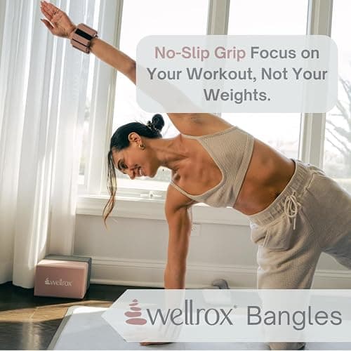 Wellrox Weighted Bangles – Adjustable Ankle and Wrist Weights for Women & Men – Set of Ankle Weights 2 lbs (1 lb Each Wrist Weight) | Weighted Arm Bands for Pilates, Yoga, Running & Walking thumbnail 5