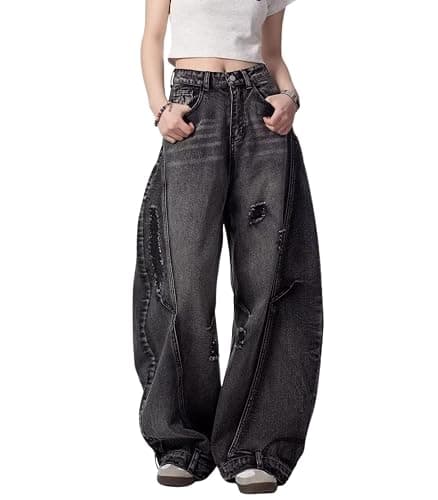 BeRamg Baggy Jeans for Woman Men High Waisted Barrel Leg Jeans Trendy Boyfriend Denim Pants Vintage Streetwear Clothes thumbnail 4