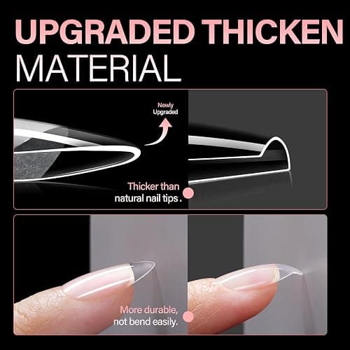 AILLSA Medium Almond Nail Tips - 450pcs Thickened False Nail Tips Half Matte Nails Tips, Fake Nails Nail Extension for Manicure thumbnail 2