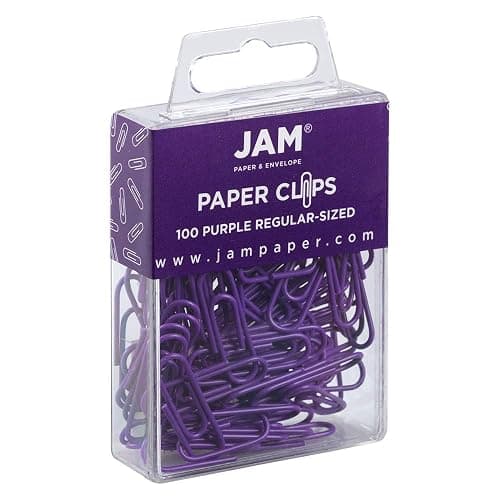 JAM PAPER Colorful Standard Paper Clips - Regular 1 Inch - Purple Paperclips - 100/Pack thumbnail 2