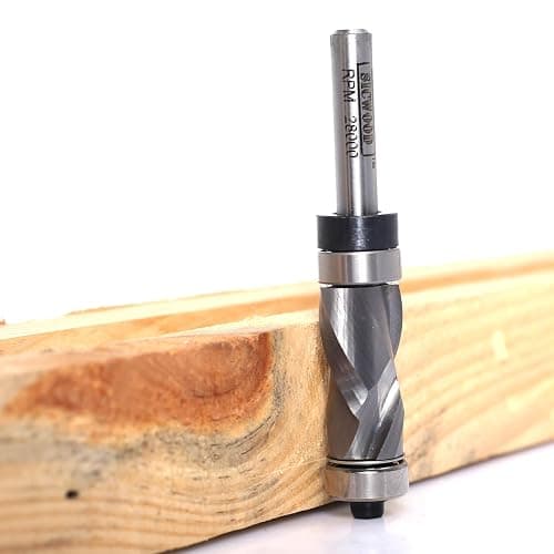 SICWOOD Compression Top and Bottom Bearing Flush Trim Router Bit 1/4 Shank - 1/2" Cutting Dia, Carbide Spiral Up-Down Pattern Template Flush Cut Router Bit, for Wood Trimming thumbnail 8