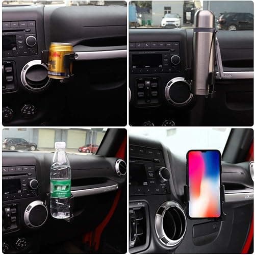 Savadicar JK Multi-Function Drink Cup Phone Holder, 2 in 1 Bolt-on Stand Bracket Organizer, Cell Phone Mount Compatible with 2011-2018 Jeep Wrangler JK JKU 2 & 4 Door, Interior Accessories, Black thumbnail 3
