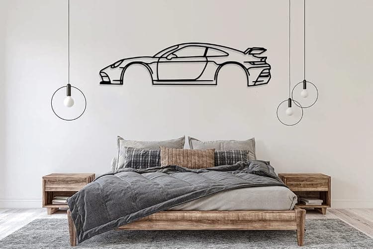 NORTH KAISER Sport Car Metal Wall Art I Automotive Silhouette Wall Decor I Minimalist Wall Sculpture Decorations for Garage Man Cave Outdoor Bedroom (35 x 10 cm) thumbnail 4