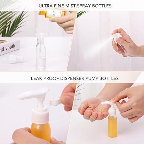 Muslish 21 Pack Travel Bottles for Toiletries, Leak-Proof TSA Compliant Silicone Travel Size Containers for Shampoo and Conditioner, BPA Free with Toiletry Bag (Cream) thumbnail 6