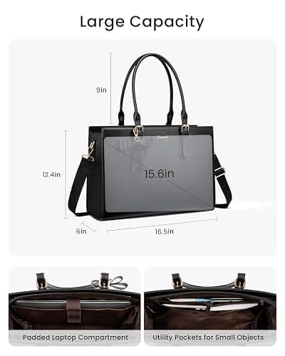 LOVEVOOK Lunch Tote Bag for Women, Laptop Bag for Work with Insulated Lunch Compartment 15.6 Inch 2 in 1 Lunch Tote Large Capacity Computer Handbag for Work, Teacher, Nurse, Office, Collage, Casual thumbnail 4