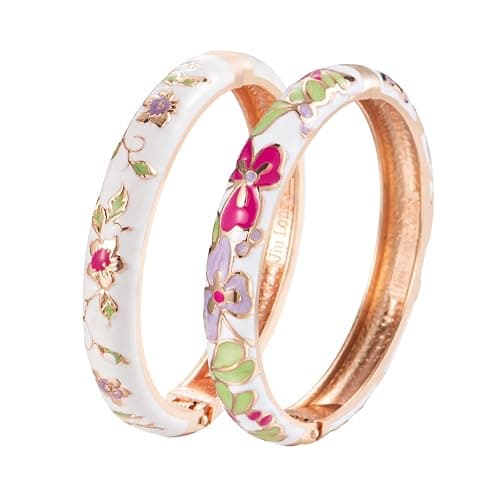 UJOY Cloisonne Bracelet Butterfly Gold Hinge Indian Cuff Bangle Enameled Jewelry Bracelets for Women Gift Box 55A111 - Image 1