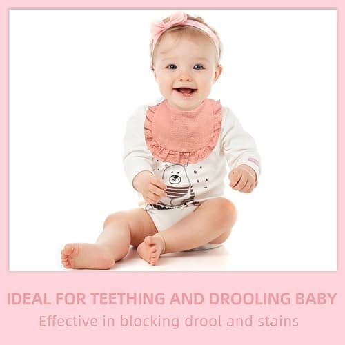 duludulu Baby Muslin Bibs, Bandana Drool Bib for Girls, Adjustable 100% Cotton Soft Baby Bibs for Drooling and Teething Organic Solid Colors Lap-Shoulder thumbnail 4