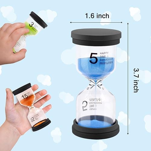 Sand Timer, Sand Timers Colorful 1/3/5/10/15/30 Minutes Sandglass Timer with Protective Cover for Classroom Home Office Cooking (Pack of 6) Multicolor thumbnail 3