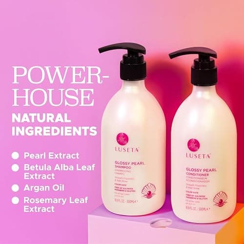 Luseta Glossy Pearl Shampoo and Conditioner Set Smooth & Moisturize, Add Shine and Helps Tame Frizz,Hydrating for Damaged Hair, Detangle,Nourish Strands, Sulfate Free,16.9oz*2 thumbnail 5