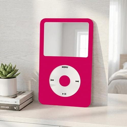 Retro MP3 Player Wall Mirror Vintage 2000s Music Player Aesthetic Fun Mirror for Bedroom Hot Pink Y2K Room Decor, Quirky Vanity Mirror for College Dorm, Desk Cool Nostalgic Gifts for Teen Girls thumbnail 4