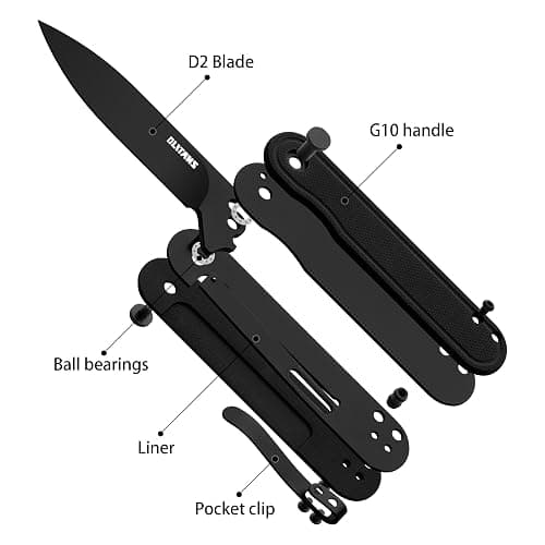 OLITANS G040 Pocket Knife, 2.75'' D2 Steel Blade G10 handle, Small EDC Knife with Pocket Clip for Men Women, 2.1oz thumbnail 6