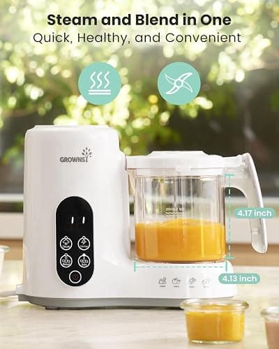 GROWNSY Baby Food Maker with Steam Basket, One Step Baby Food Processor Steamer Puree Blender Grinder Mills Machine, Auto Cooking Grinding and Sterili-zing for Healthy Homemade Baby Food, BPA-Free thumbnail 2