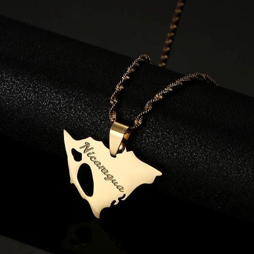 Stainless Steel Nicaragua Map Pendant Necklace for Women Nicaraguans Maps Patriotic Charm Jewelry Gifts thumbnail 3