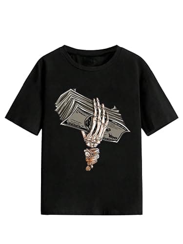 COZYEASE Boys' Graphic Tees Short Sleeve Crew Neck Casual Cool Shirts Summer T Shirts - 10 Years - Black Patterned - Image 1