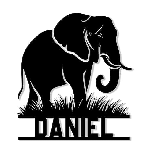 Custom Elephant Metal Sign – Personalized Name Wall Decor for Porch, Fence, Yard, Living Room, or Bedroom – Unique Gift for Mom, Dad, Kids, or Wildlife Lovers on Birthday or Family Celebration - Image 1