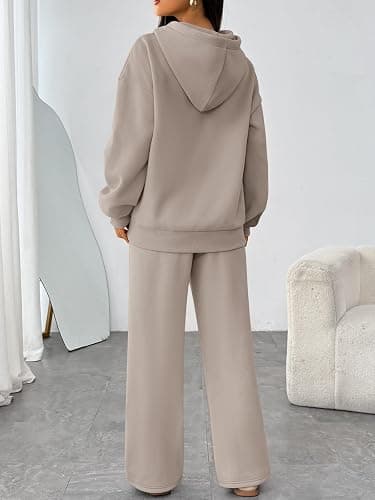 Trendy Queen Womens 2 Piece Outfits Lounge Fall Fashion Sets Oversized Sweatshirts Wide Leg Pants Sweatsuits Winter Clothes thumbnail 4