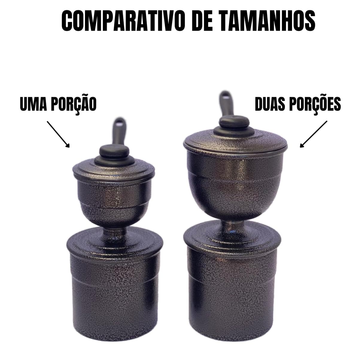 Cuscuzeira 2 em 1 Peitinho/Tetinha Alumínio Craquelado Preto – Cuscuz Nordestino Individual e Duas Porções – Panela a Vapor Tradicional Prática para Cuscuz Caseiro thumbnail 4