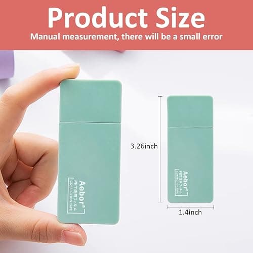 Aebor 6 Pack Correction Tape Cute White Tape Macaron Color Correction Tape, Easy To Use Applicator for Instant Corrections for Students,Office Workers thumbnail 2