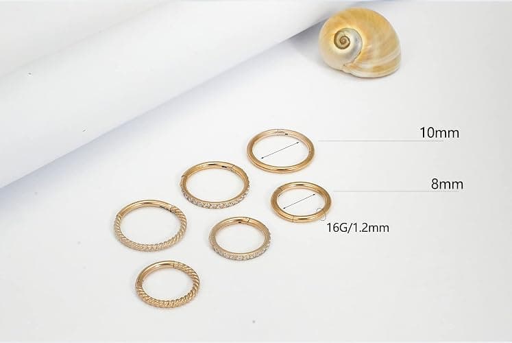 16G 18G 6mm 8mm 10mm Hinged Clicker Segment CZ Twisted Clicker Nose Rings Hoop Helix Cartilage Daith Tragus Sleeper Earrings Body Piercing for Women Men thumbnail 3