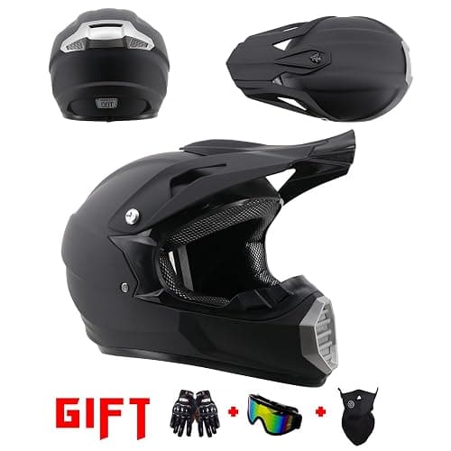 Youth Motocross Offroad Street Dirt Bike Helmet, Adult Full Face Motorcycle ATV Helmets MTB BMX MX Street Bike Helmet, Motorbike Downhill Off Road Crash Helmet, With Goggles Gloves Mask(Size:M(54-55CM thumbnail 2