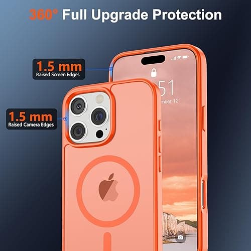 SUPFINE Magnetic for iPhone 16 Pro Case (Compatible with MagSafe) (10 FT Military Grade Drop Protection) Slim Translucent Matte Shockproof with Anti-Fingerprint Phone Case,Orange - Orange - iPhone 16 Pro thumbnail 4