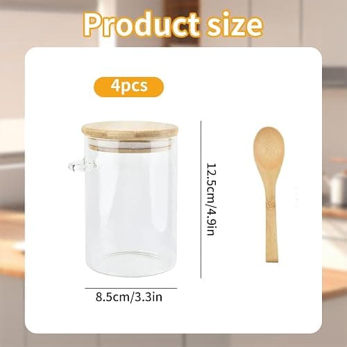 Eidoct 4-Pack Overnight Oats Containers with Wooden Lids and Spoon | 16 oz Overnight Oats Jars, Glass Food Storage Container for Oatmeal, Chia Pudding, Yogurt, Salad, Cereal thumbnail 2