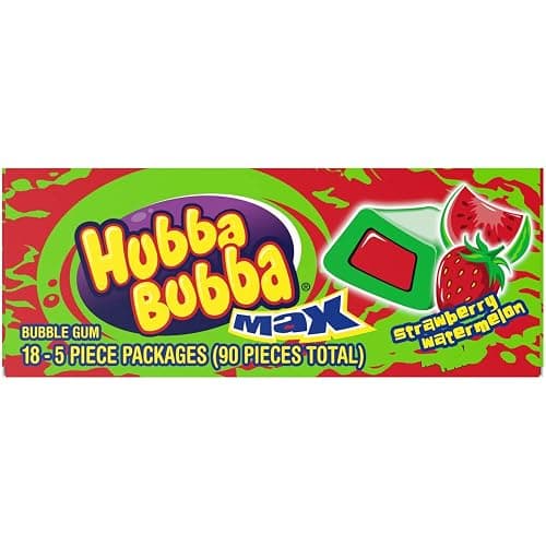 HUBBA BUBBA Bubble Gum Bulk, Chewing Gum Bulk Strawberry Watermelon Flavored, 18 Pack, 5 Pieces, Candy thumbnail 4