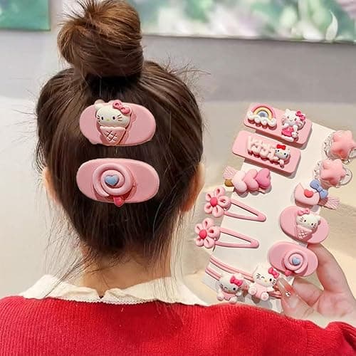 12 Pieces Kawaii Hair Clips for Girls Cartoon Girl Hair Accessories,Cute Things for Teen Girl Gifts (Kitty-1) thumbnail 2