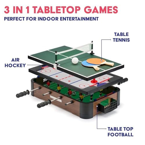 Powerplay 3 in 1 Table Top Games, Multi Game Table Set, Mini Football, Hockey and Table Tennis, One Size thumbnail 4