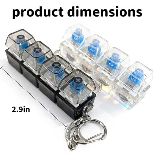 2 Pack Keyboard Fidget Keychain,Keyboard Button Finger Clicker for Anxiety Relief (Transparent) thumbnail 3