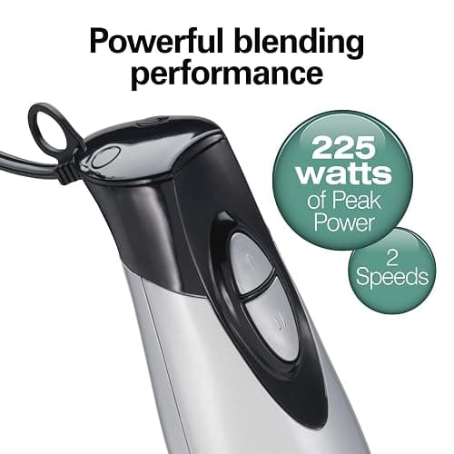 Hamilton Beach 4-in-1 Electric Immersion Hand Blender with Handheld Blending Stick, Whisk + 3-Cup Food & Vegetable Chopper Bowl, 2-Speeds, 225 Watts, Silver and Stainless Steel (59765) thumbnail 5