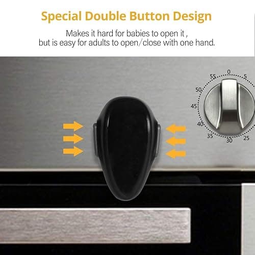 Mom's Choice Gold Awards Winner - EUDEMON 1 Pack Childproof Oven Door Lock, Oven Front Lock Easy to Install & Heat-Resistant Material no Tools Need or Drill (Black)(ONLY for Flat Surface) thumbnail 7