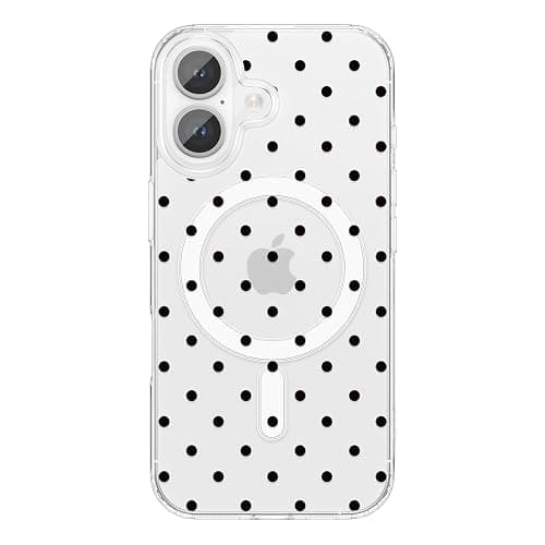 ZTOFERA Magnetic for iPhone 16 Plus Case,Cute Polka Dot Phone Case Aesthetic Striped Clear Trendy Slim Soft Shockproof Protective Phone Cover for Women Girls, Black Dot - Image 1