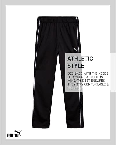 PUMA Boys Pants Set - 2 Piece Tricot Athletic Zip Up Jacket Sweatshirt and Active Jogger Pants - Boys Activewear Set (8-16) thumbnail 6