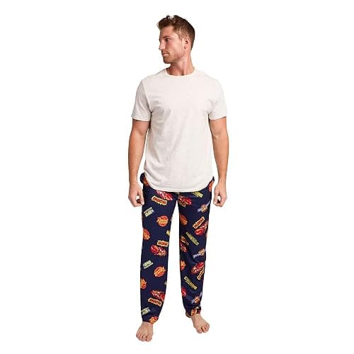 Bioworld Pixar Cars Lightning McQueen & Radiator Springs Logos Adult Navy Sleep Pajama Pants thumbnail 5