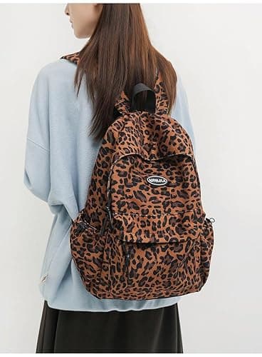 HOKMAH Fashion Cheetah Backpack Shoulder Bag, Trendy y2k Design Daypack Bookbag Leopard Print Coquette Purse Women Men Daily (Oak Brown) thumbnail 6