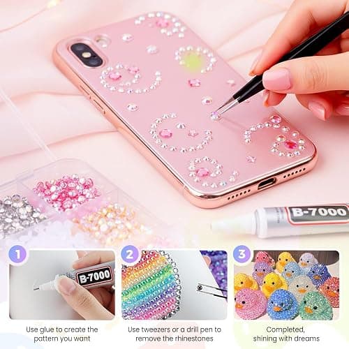 Colorful DIY Resin Rhinestone Kit, Resin Jelly Rhinestones for Bedazzling, Multicolor 3mm Flatback Gems for Diamond Art, 3Pcs 10ml B7000 Jewelry Glue for Bedazzled Nail Art Crafting Makeup (30000) thumbnail 5