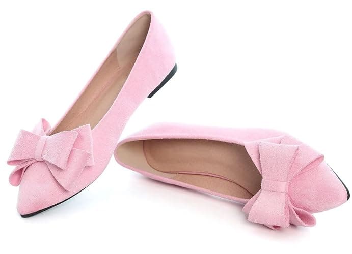 SAILING LU Womens Bowknot Ballet Flats Pointy Toe Casual Flat Shoes Suede Dressy Wear to Work Slip-Ons Moccasins thumbnail 6