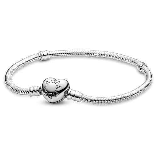 PANDORA Moments Heart Clasp Snake Chain Bracelet - Compatible Moments Charms - Gift for Her - Sterling Silver - With Gift Box thumbnail 2